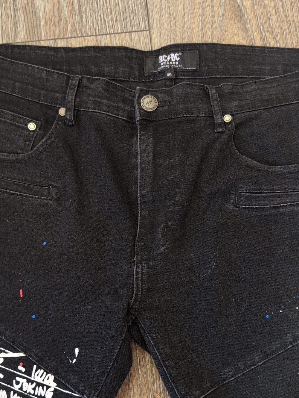 Reason AC/DC Black Distressed Jeans - Picture 3 of 4